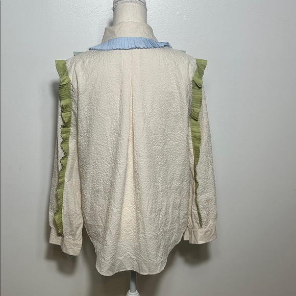 Sister Jane Cream Blouse with Ruffled Details Medium - Picture 5 of 7